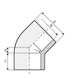Joelho 45º colar PVC PN16 - IOT-POOL