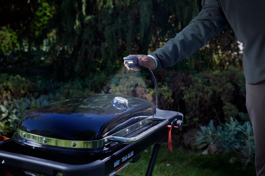 Kit Grelhador a Gás Traveler Stealth Edition + Lâmpada flexível e acoplável Weber