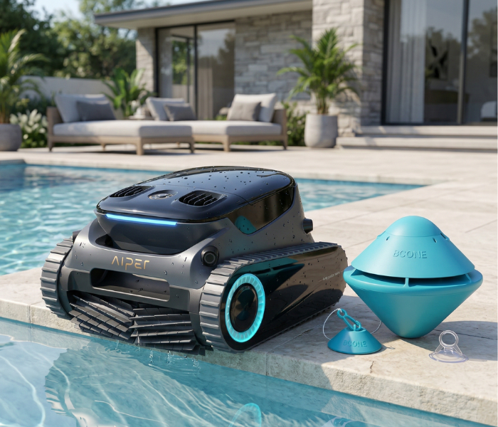 Kit Aspirador Elétrico ROBOT AIPER Scuba P1 PRO + Alarme de Piscina Bcone