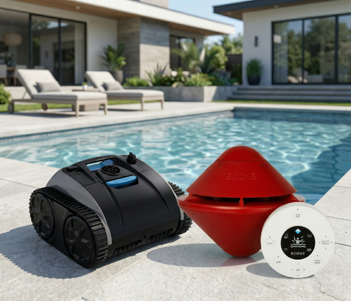 Kit Robot Aspirador E-TRON i20NG de WYBOT + Alarma de Piscina Bcone