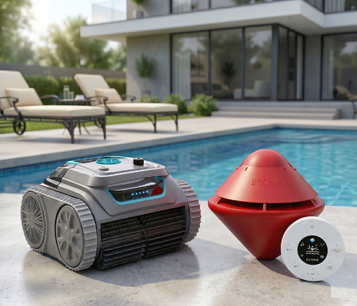 Kit Robot Aspirador E-TRON Spyder Expert by WYBOT + Alarma de Piscina BCone