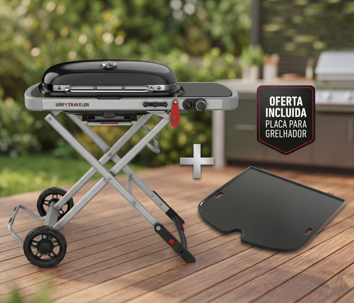 Grelhador a gás Traveler Weber + Placa Para Grelhador