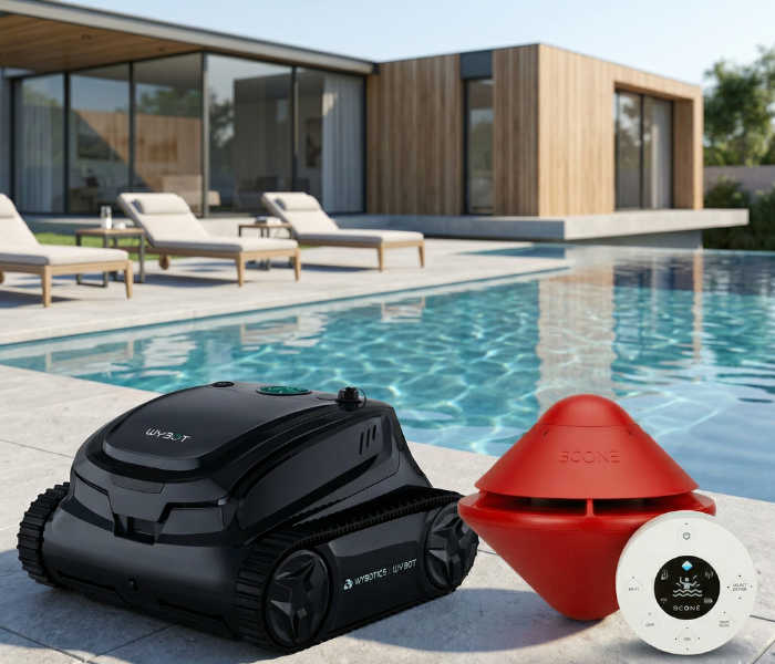 Kit Robot Aspirador E-TRON i30NG de WYBOT + Alarma de Piscina BCone