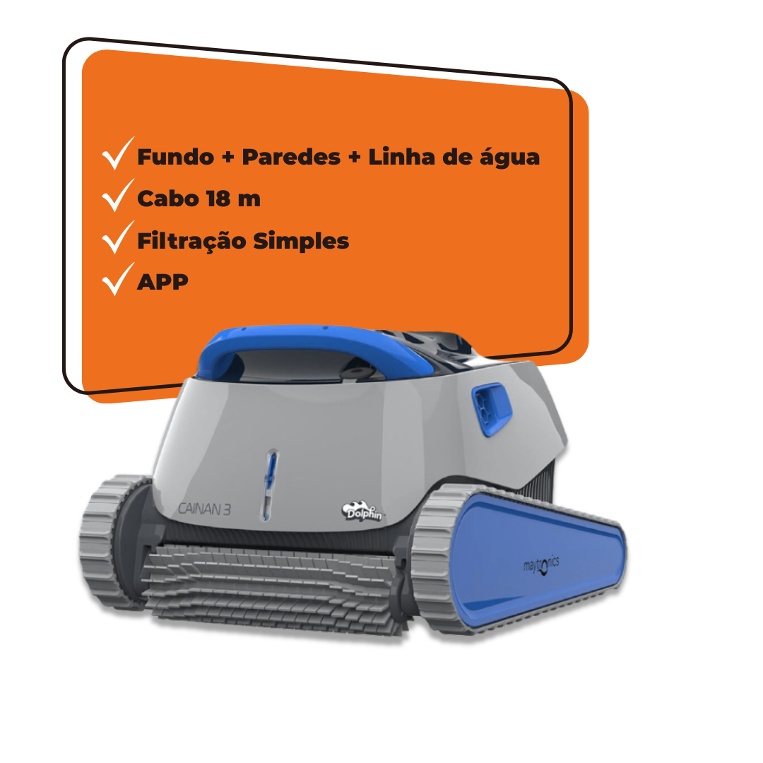 Aspirador de Piscina Eléctrico e Automático Dolphin CAINAN 3 Maytronics - BLACKFRIDAY 2025 EXCLUSIVO E PRIVADO