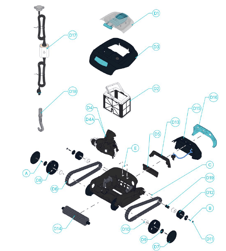 Aspirador de Piscina automático a bateria sem fios Dolphin LIBERTY 200 - Recambios