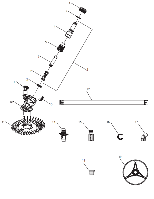 Aspirador Hidráulico T3 ZODIAC - Recambios - IOT-POOL