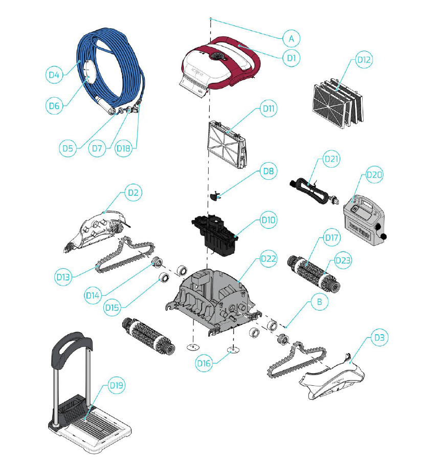Aspirador Robot MAYTRONICS DOLPHIN ACTIVE X3 Aspirador de Piscina limpa fundos Maytronics - recambios