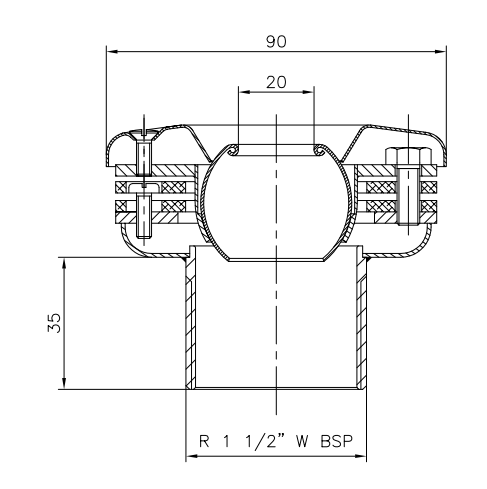 Boca de Impulsão e Aspiração - Inox / Latão - IOT-POOL