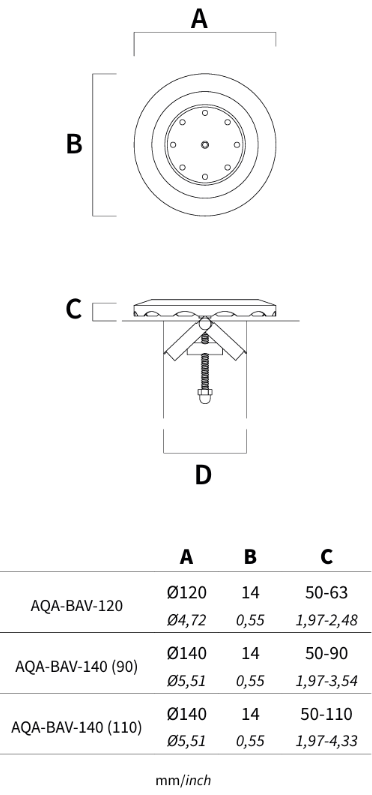 Bocal de aspiração Inox AQA-BAV