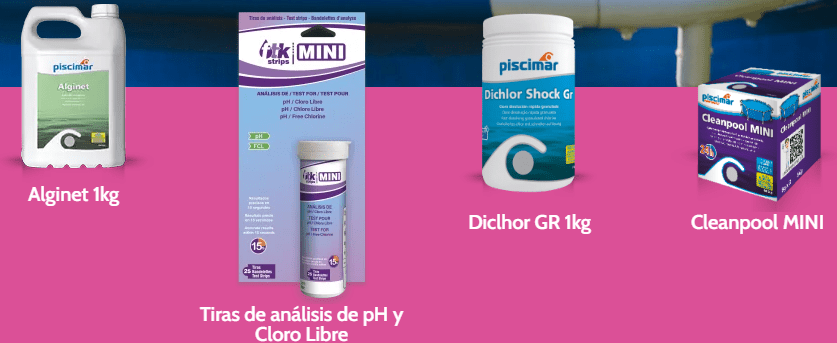 Kit Piscine Splash - Alginet, Dicloro Shock, Cleanpool, FTK Mini