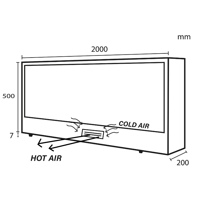 Lareira Elétrica Led VESUVIO 200cm Sined