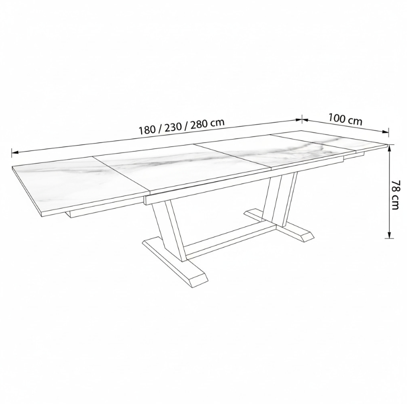 Mesa Retangular TRAVERTINO Sined 180-280cm