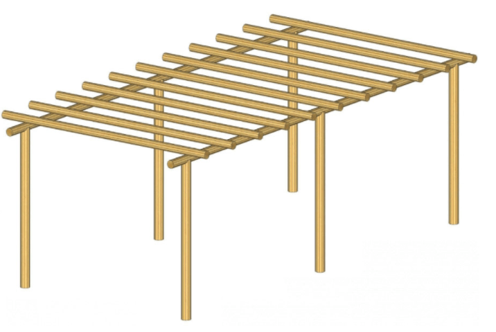 Pérgola de Madeira Postes Redondos 650x300 cm - IOT-POOL