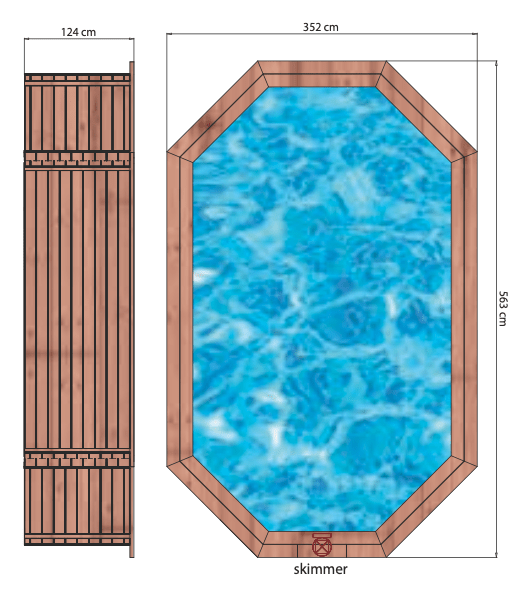 Piscina Elevada/Enterradas - Madeira (Oval) - COMINO 563x352x124cm (14,44m3) - IOT-POOL