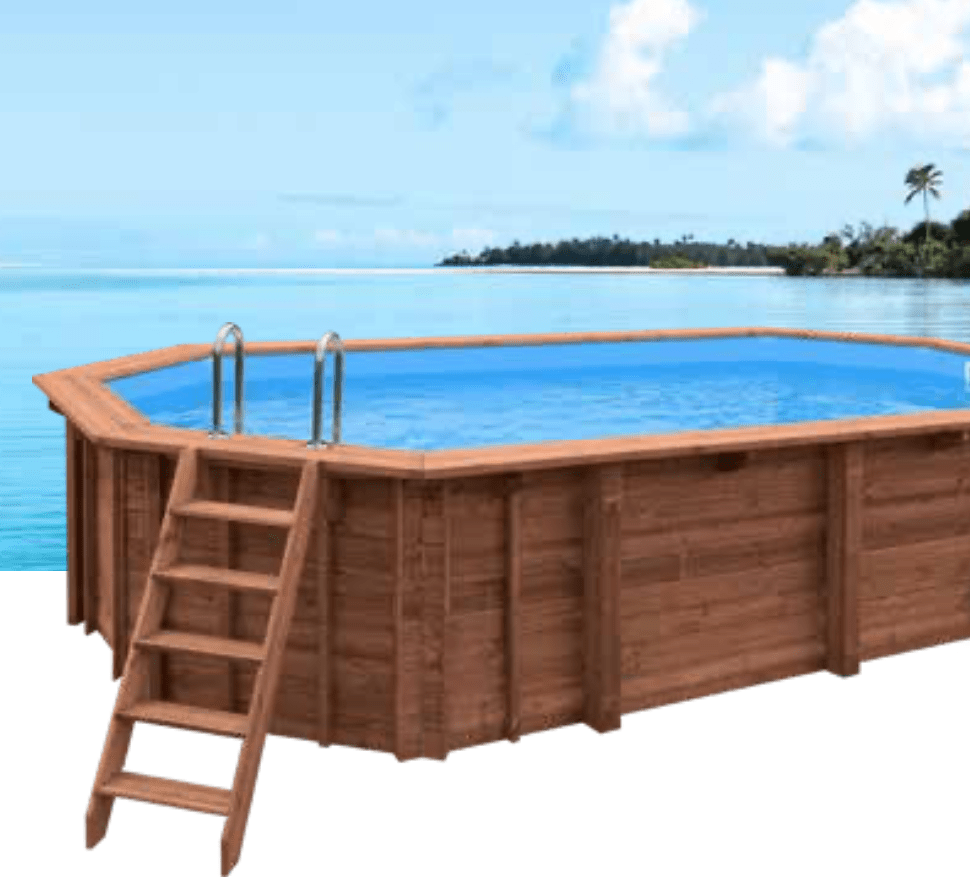 Piscina Elevada/Enterradas - Madeira (Oval) - SUNRISE 727x396x138cm (25,45m3) - IOT-POOL
