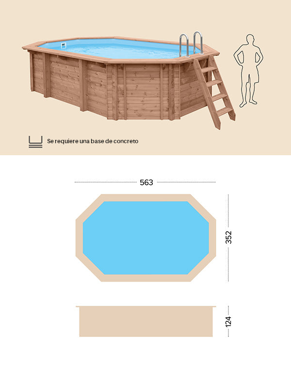 Pool Wood - BLUE LAGOON - 5,63X3,52X1,24 (MT)