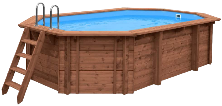 Aufgeständerter Swimmingpool / Unterirdisch - Holz (Oval) - COMINO 563x352x124cm (14,44m3)