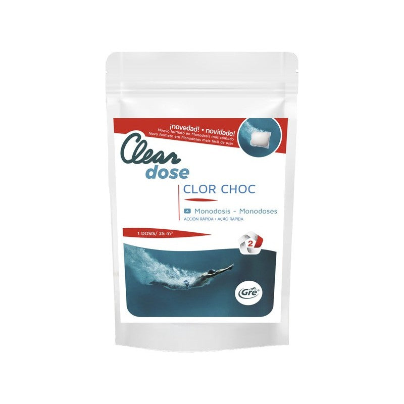 Chemicaliën in Monodose Clor Choc, 4 Acties, Anti-Algen, Flocculant - GRE