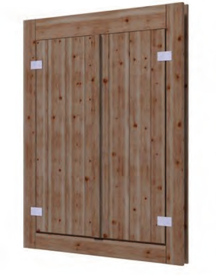 Wooden windows and shutters for garden shelters
