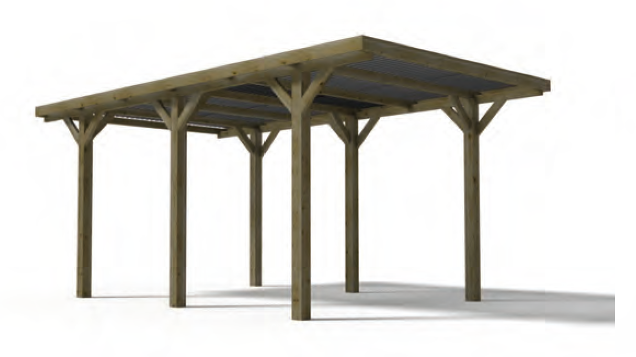 Pérgola de madeira com cobertura 304 x 512 x 233 cm