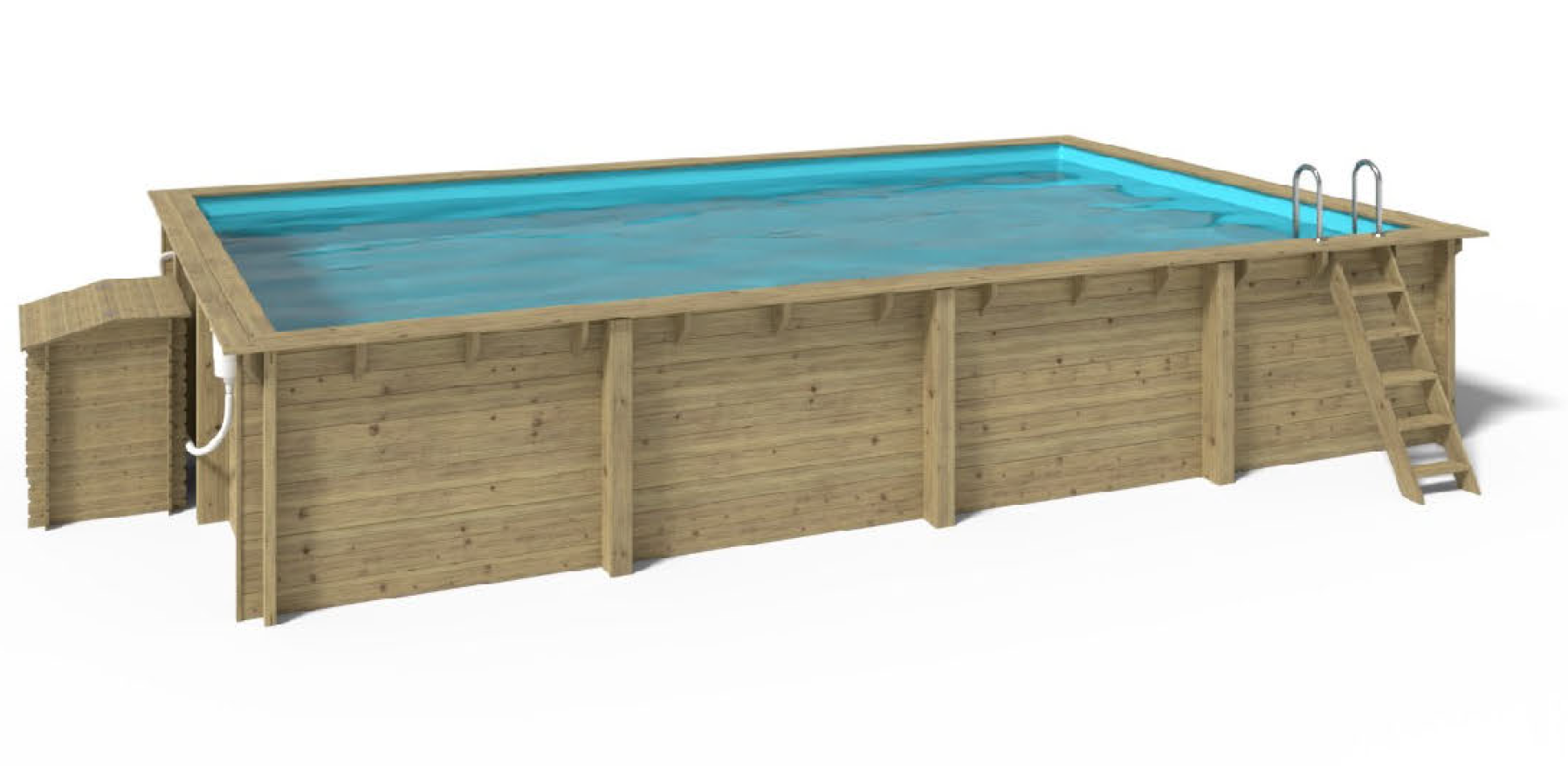 Raised Swimming Pool / Inground - Wood (Rectangular) Bora Bora - 7,2 x 4,2 x 1,45m