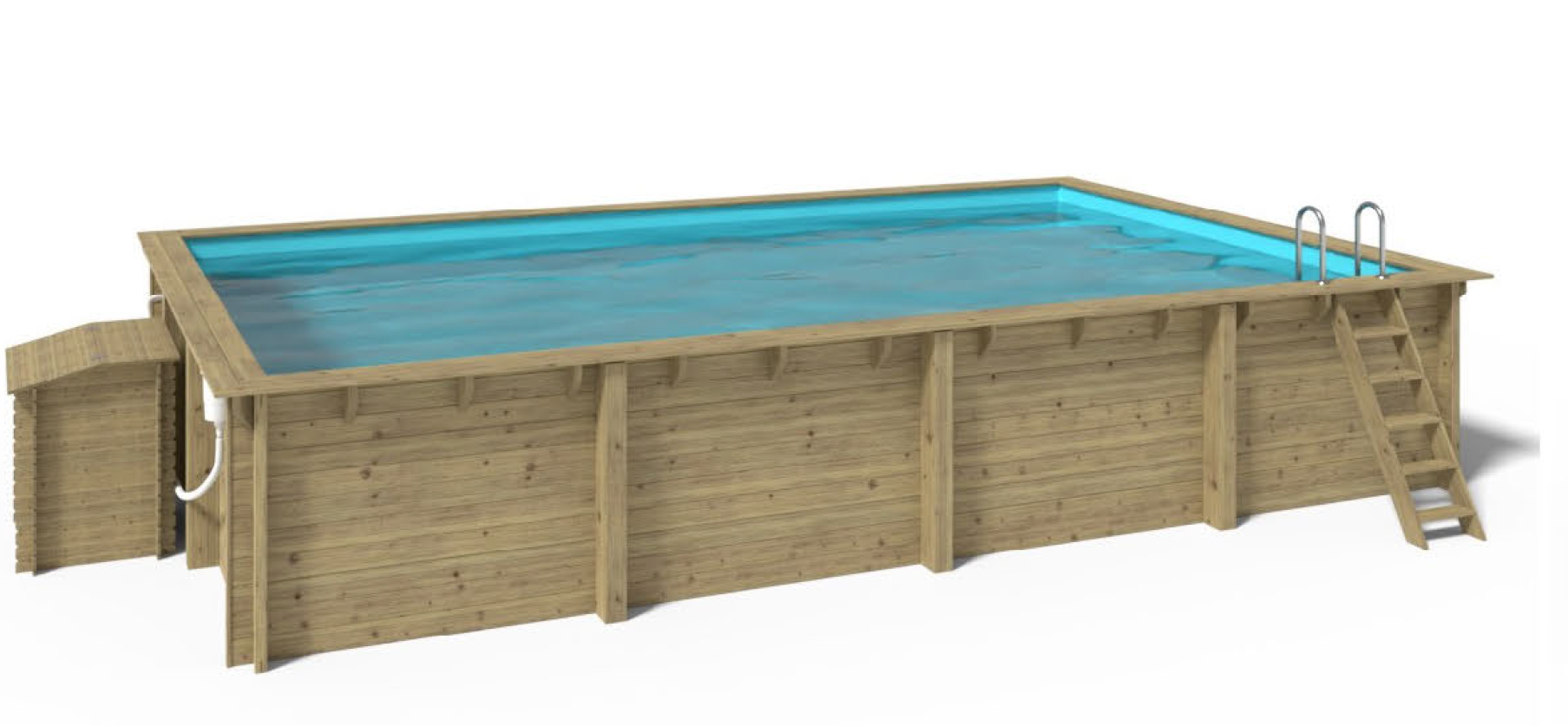 Raised/Inground Swimming Pool - Wood (Rectangular) Crete - 8,2 x 5,2 x 1,45m