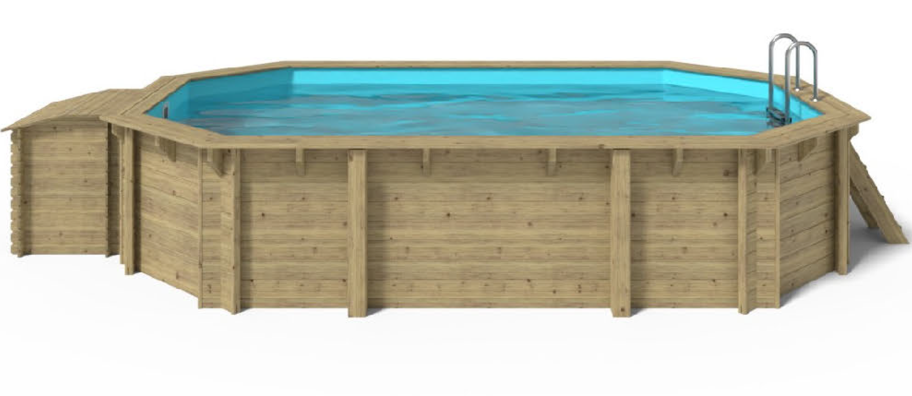Raised/Inground Swimming Pool - Wood (Oval) Gozo - 5,86 x 3,86 x 1,2m