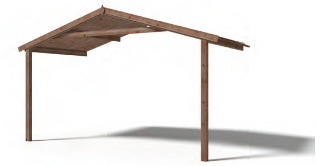Telhado e varanda Kiev para abrigo em madeira castanha 400 x 200 cm