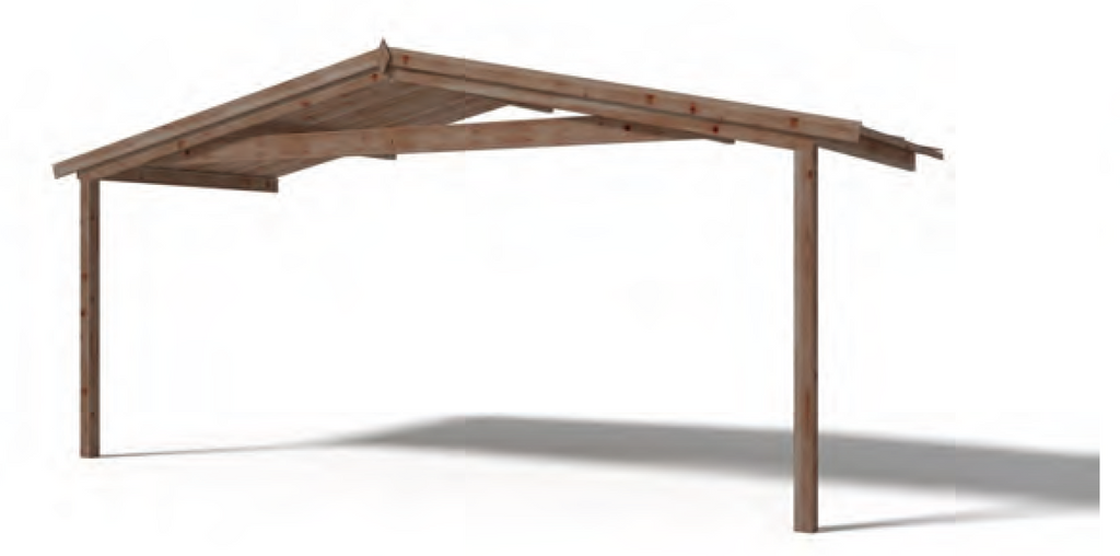 Telhado e varanda Zagreb para abrigo em madeira castanha 500 x 200 cm